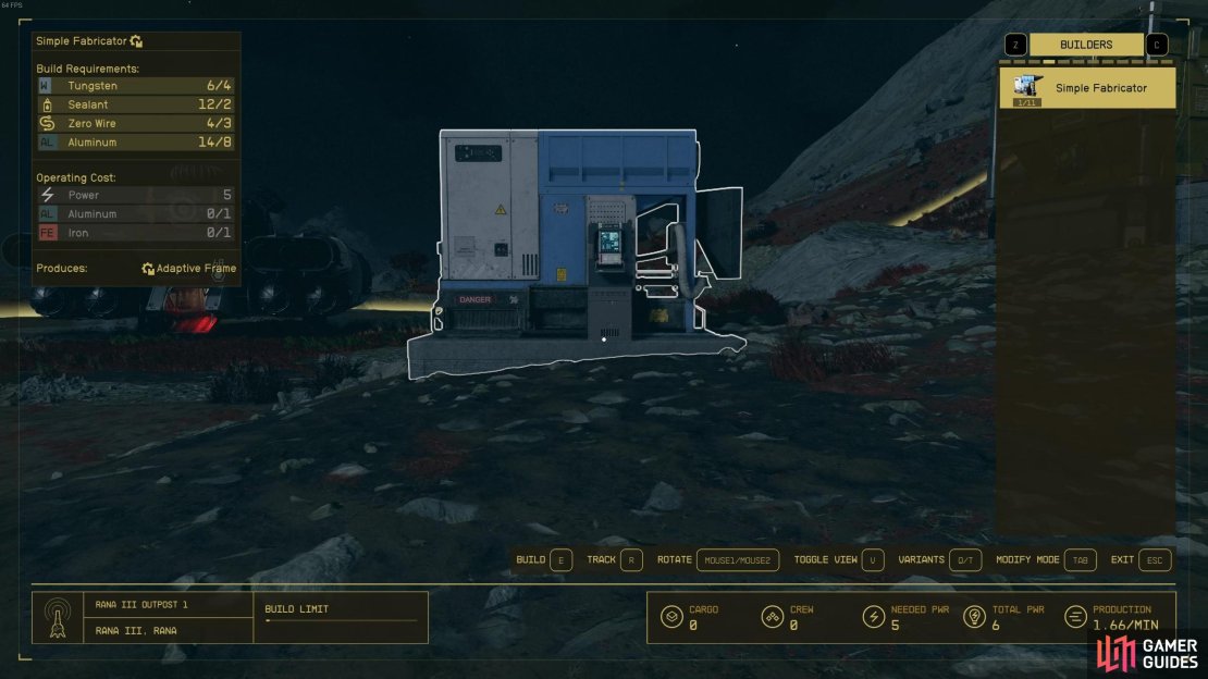 The Simple Fabricator can be built once you&rsquo;ve researched Manufacturing at the Research Lab. 