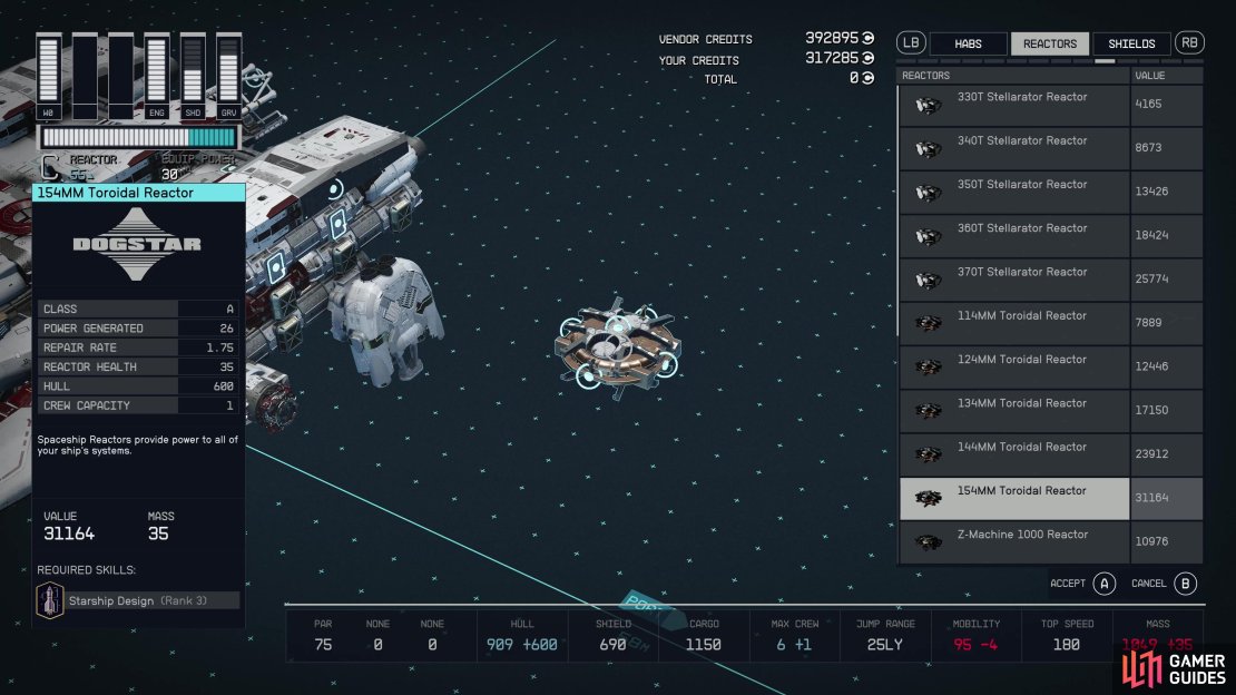 The 154 Toroidal Reactor is a middle of the road reactor that provides a linear upgrade path for ship builders who want to keep things simple.