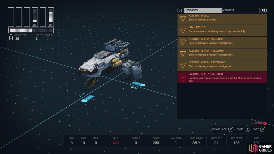 Your landing gear and landing bay must be level with each other, flat on the ground.