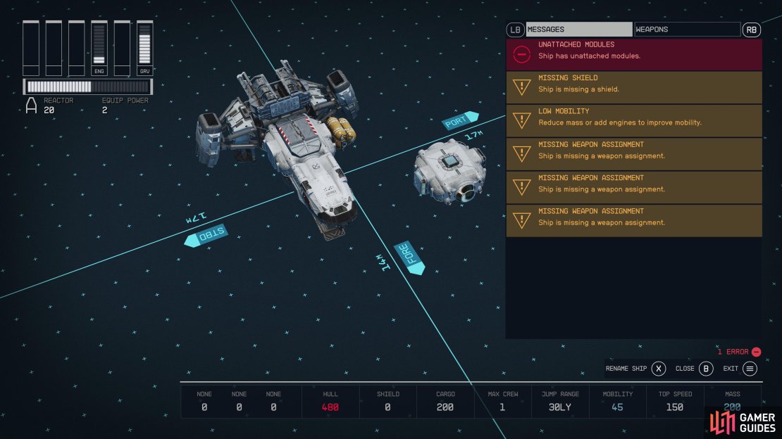 An obvious error, but sometimes frustratingly hard to fix, all of your ship&rsquo;s components must be attached to each other.