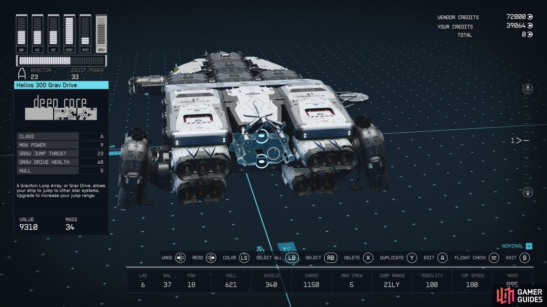 Grav drives allow you to jump light years away instantaneously, but their range is mitigated by your ship&rsquo;s mass.