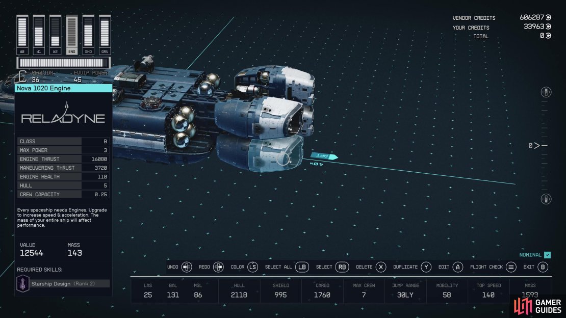 The Narwhal&rsquo;s engines consists of 2x Nova 1000 Engines and 2x Nova 1020 Engines, neither of which are particularly good.