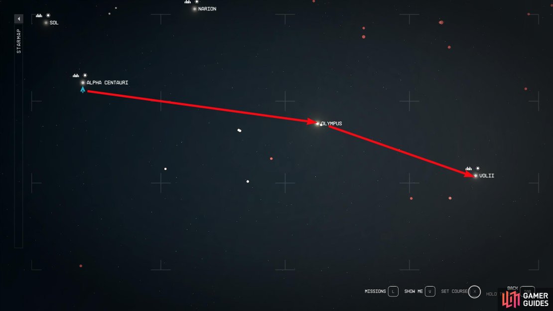 You need to visit Olympus first before you can travel to the Volii system.