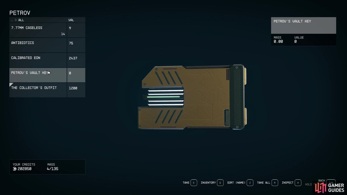 You&rsquo;ll need the Vault Key to get the Artifact, you can either pickpocket it, or take it from Petrov&rsquo;s body.