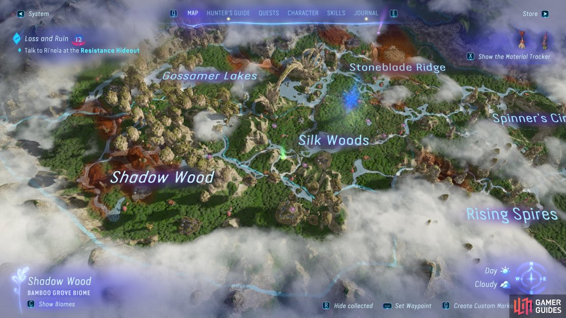 The location of the Bladewing Moth Trail at Droplet Islands.