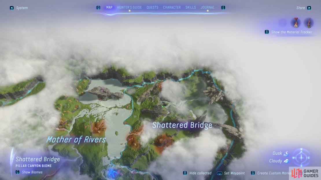 The location of the Bladewing Moth Trail in the Shattered Bridge region of the Upper Plains.
