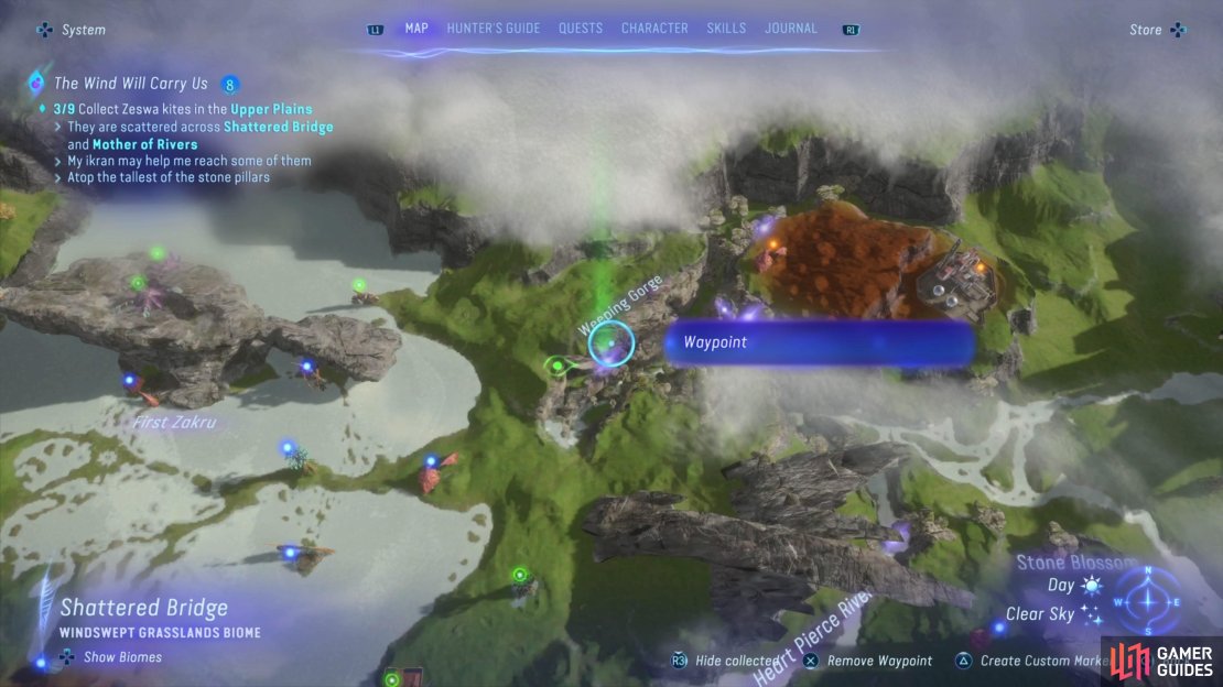 The location of the Spirit Clan Kite on the map.