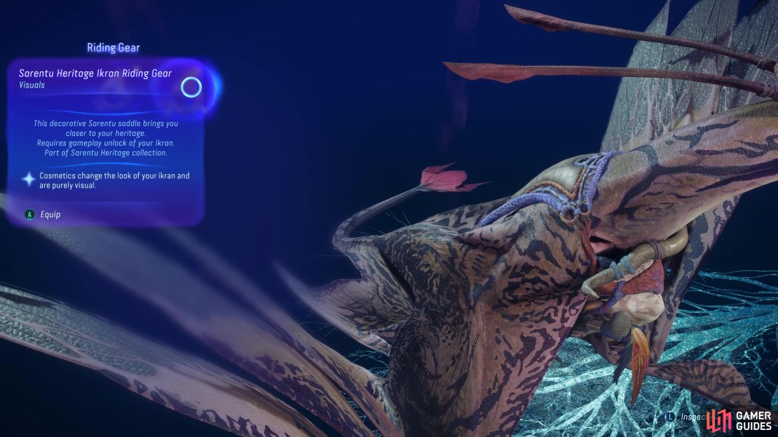 You can customize different parts of your Ikran through quest rewards and Ikran Baskets in the world.