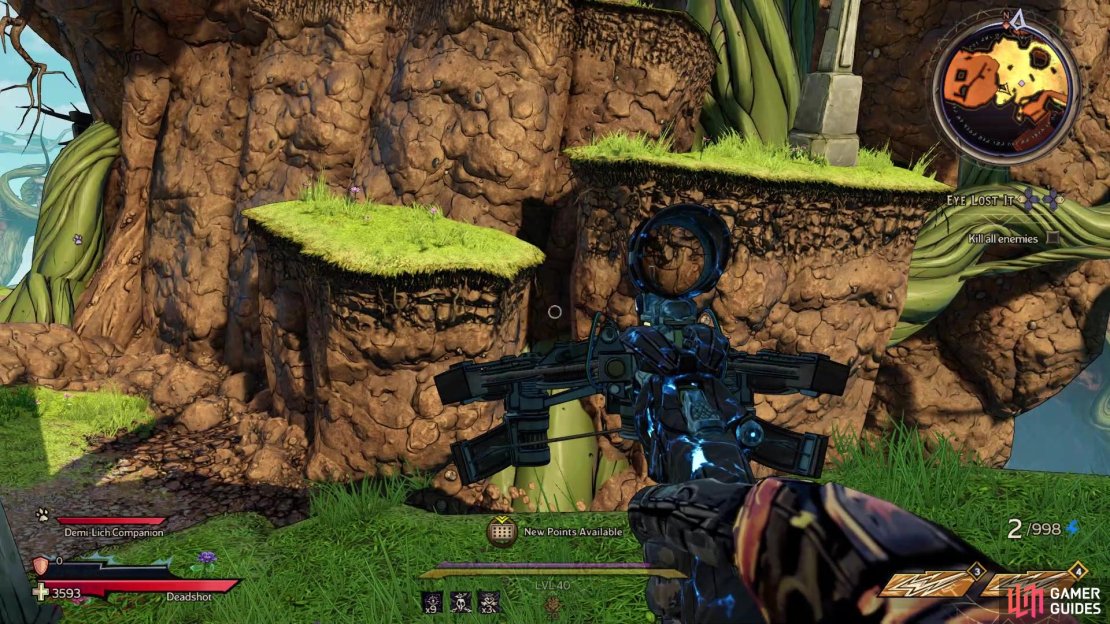 Jump to this ledge on the side of the cliff