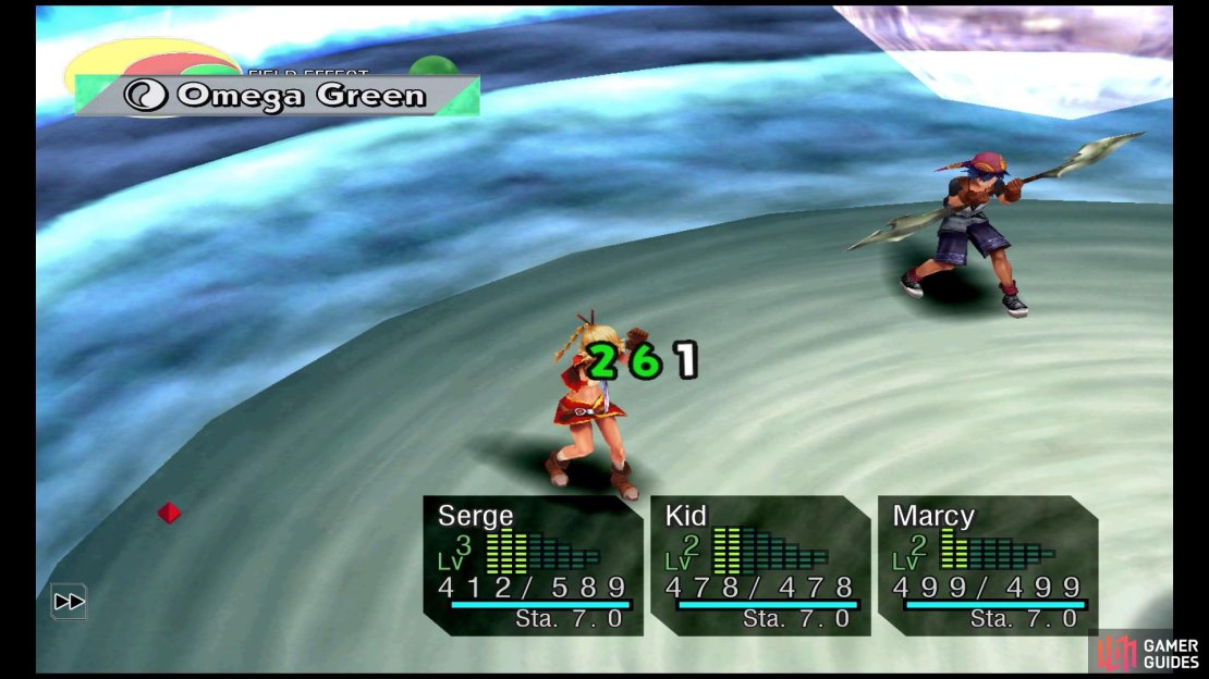 At the start, defend until you have 2+ stamina for your party members and 3+ for Serge.