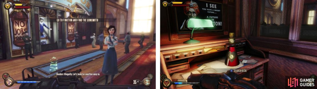 Go past the lift (left) to find a locked door. Inside you&rsquo;ll find an Infusion Upgrade (right).