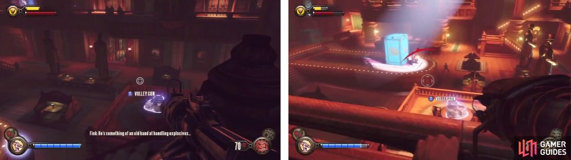 You&rsquo;ll have to defend yourself against three waves of enemies in the large room.