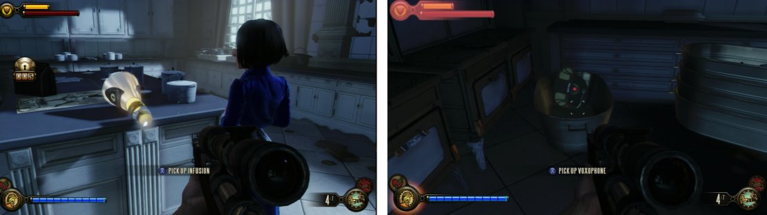 Inside the unlocked door you&rsquo;ll find an Infusion Upgrade (left), a Voxophone (right) and a new vigor - Return to Sender.