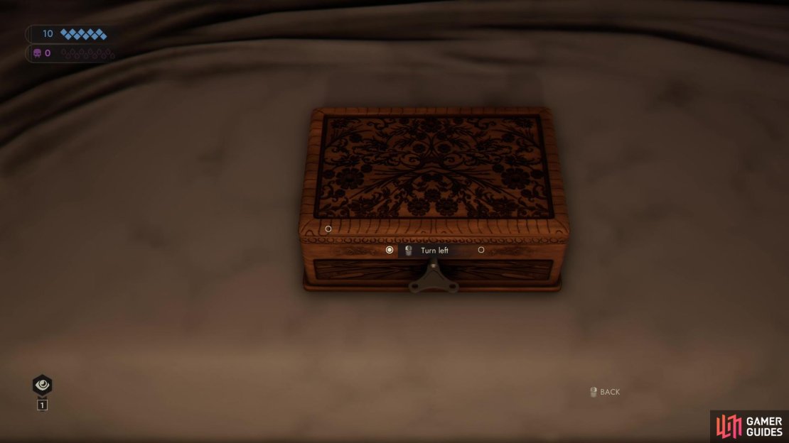 You&rsquo;ll need to locate a diagram to open the box on Jara Drory&rsquo;s bed.