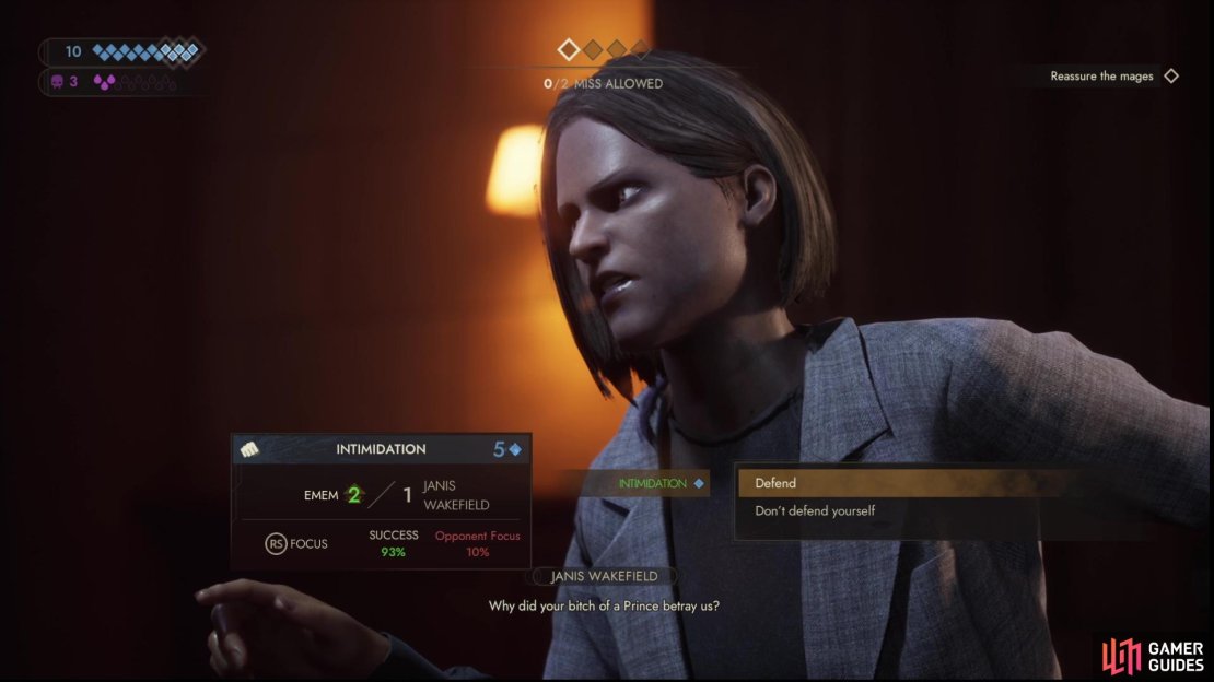 Janis Wakefield&rsquo;s stage is a simple Intimidation check.