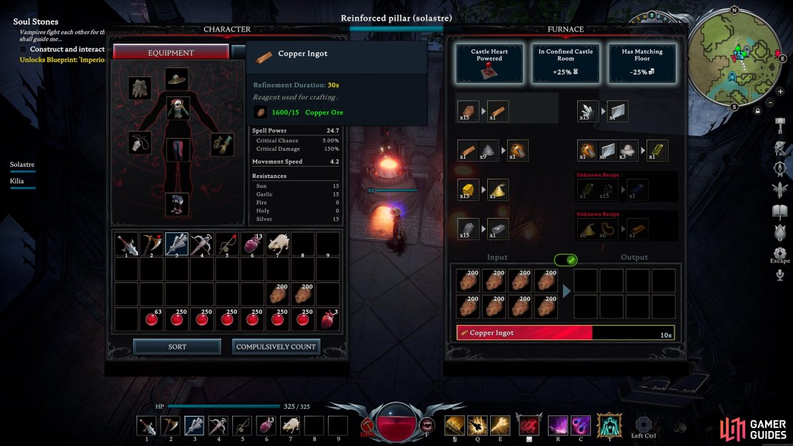 Use the Copper Ore in the Furnace to make Ingots