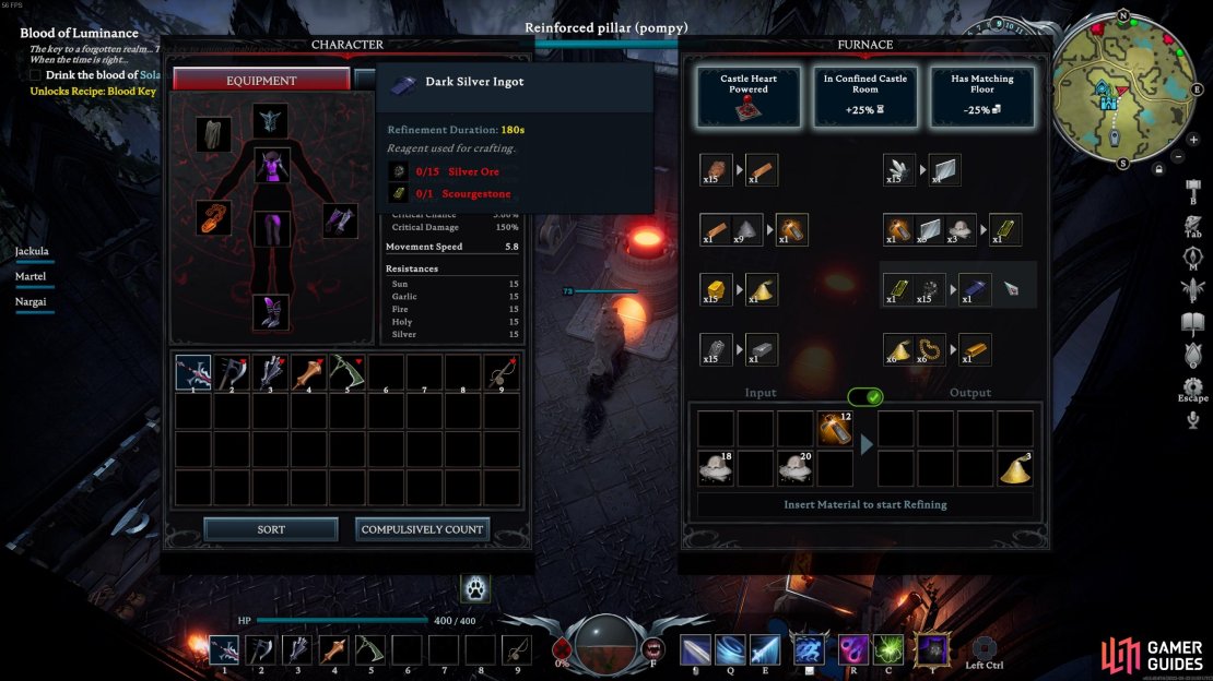 In a forge room, you will need 15 Silver Ore and 1 Scourgestone to produce 1 Dark Silver Ingot.