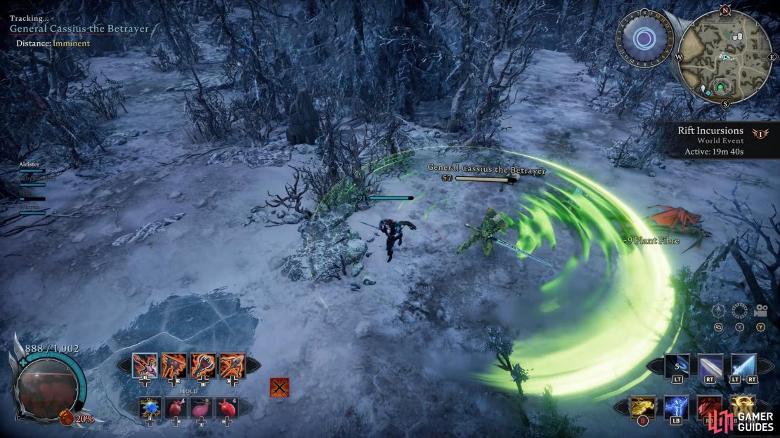 Cleave: Cassius will slowly walk toward you before performing a wide cleaving attack.