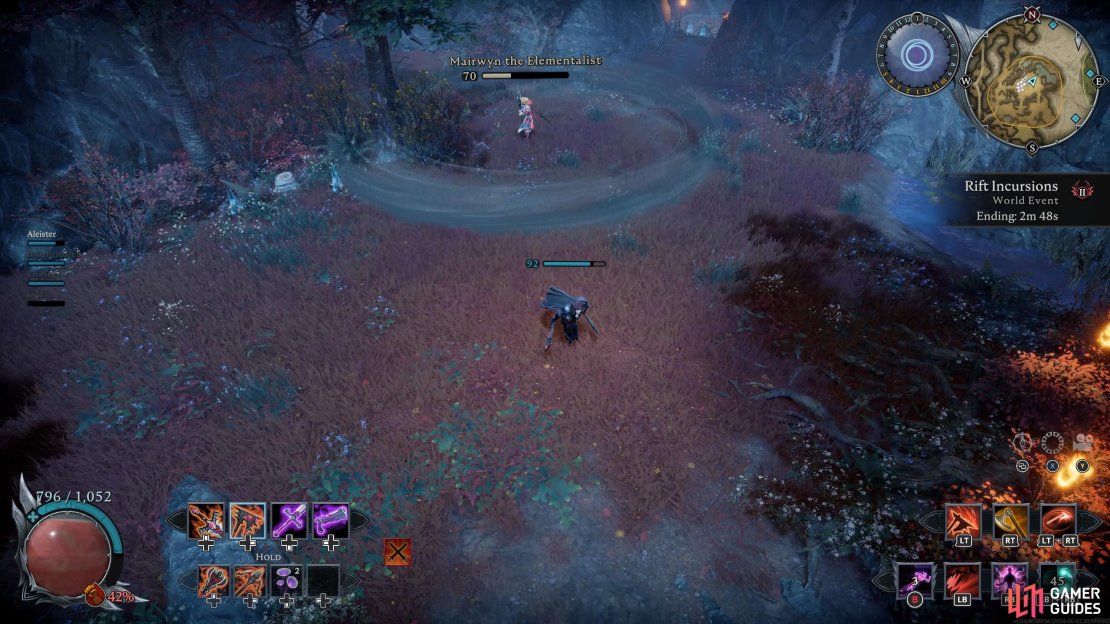Windfall: Mairwyn will cast a gust of wind in a circle that will knock you down while giving you the Phantasm buff.