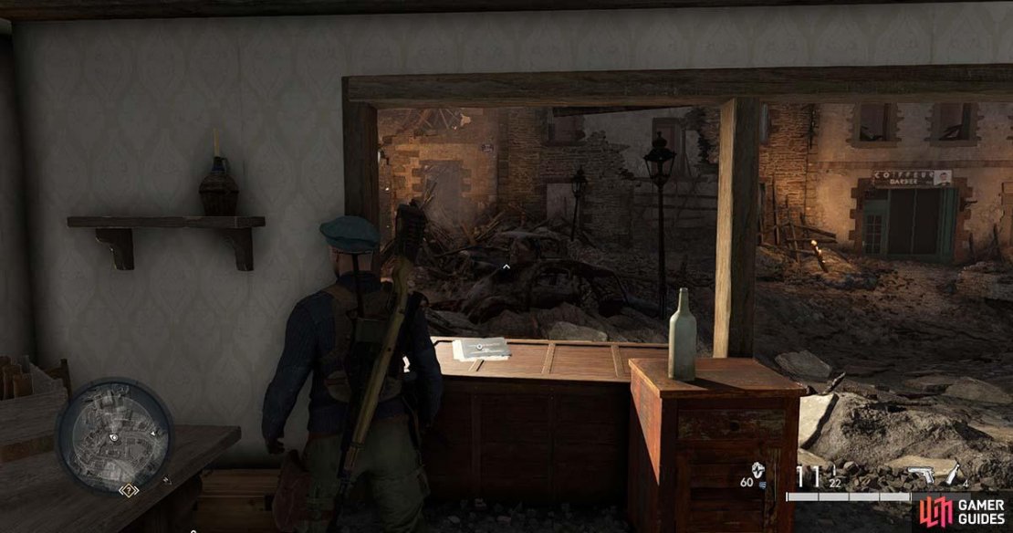 You&rsquo;ll find the document on this table within the house, visible from the road outside.