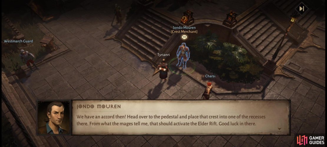 The Crest Merchant will spot you your first  few Crests,