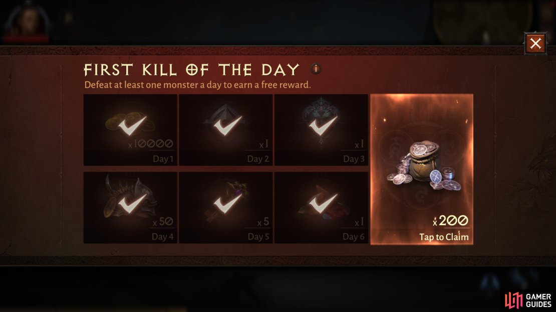 As long as you show up and kill something, you&rsquo;ll earn your First Kill of the Day reward.