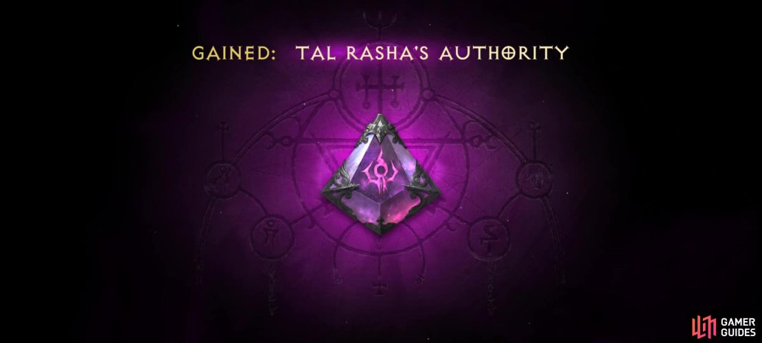 After acquiring Tal Rasha&rsquo;s Authority, you&rsquo;ll need to socket it  into the Legacy of the Horadrim to see any benefits.