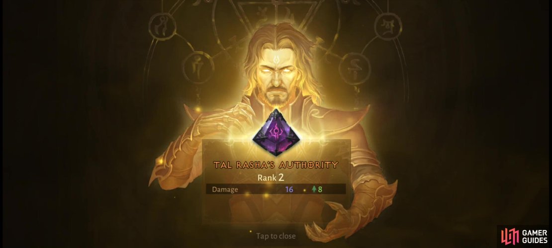 You can upgrade Tal Rasha&rsquo;s Authority to improve the benefits it yields.