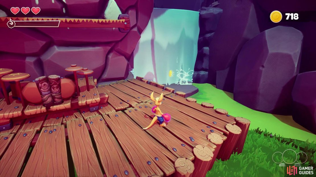 Go behind this waterfall for a hidden cave with a chest
