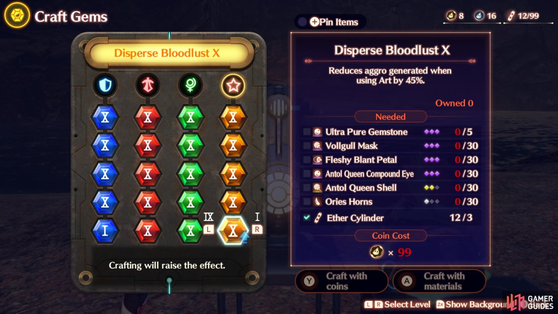 There&rsquo;s 20 different types of Gems you can craft in Xenoblade Chronicles 3. 