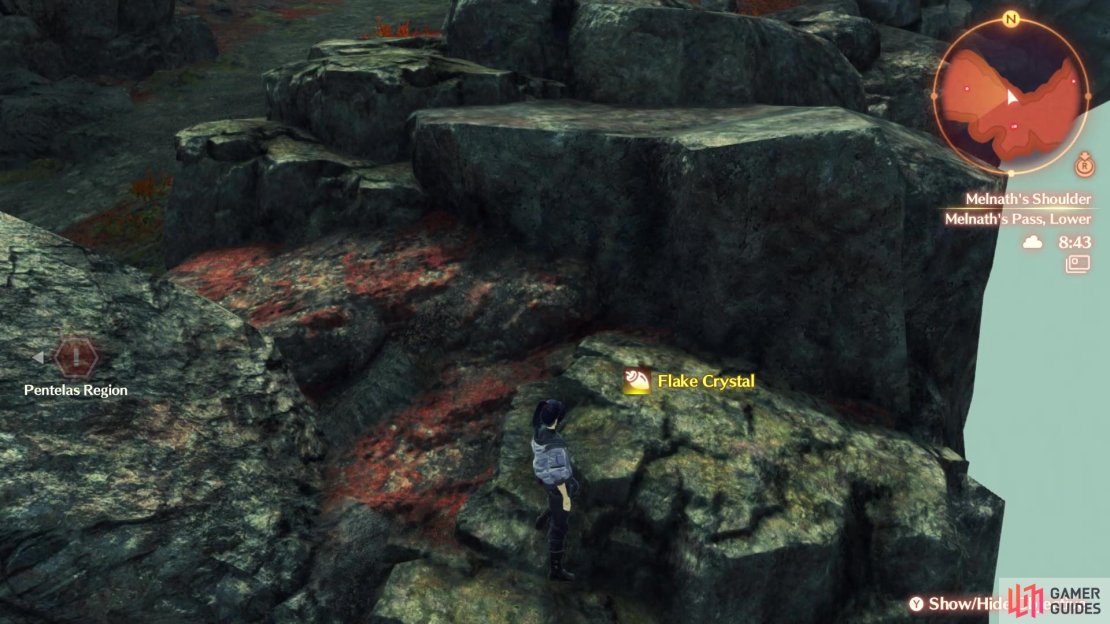 Look in the lower sections of Melnath&rsquo;s Shoulder for the Flake Crystal