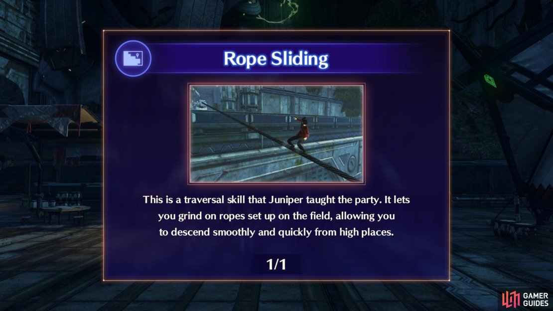 After recruiting Juniper, you will obtain the Rope Sliding skill.