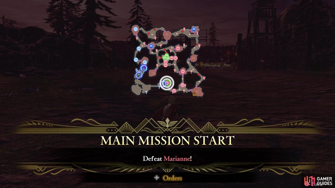 Marianne will be inside the stronghold to your east at the beginning