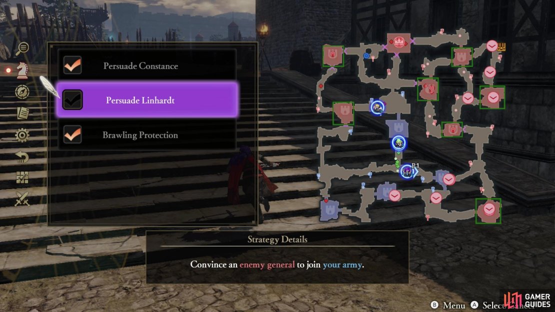 Activate the &ldquo;Persuade Linhardt&rdquo; Strategy after he appears,