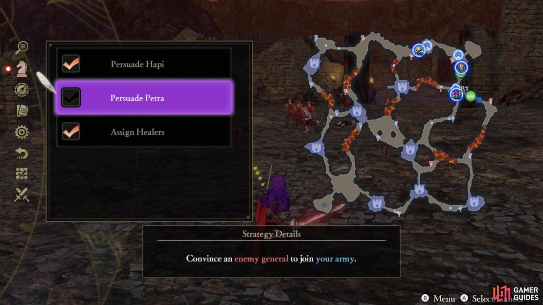 When Petra appears, activate the &ldquo;Persuade Petra&rdquo; Strategy,