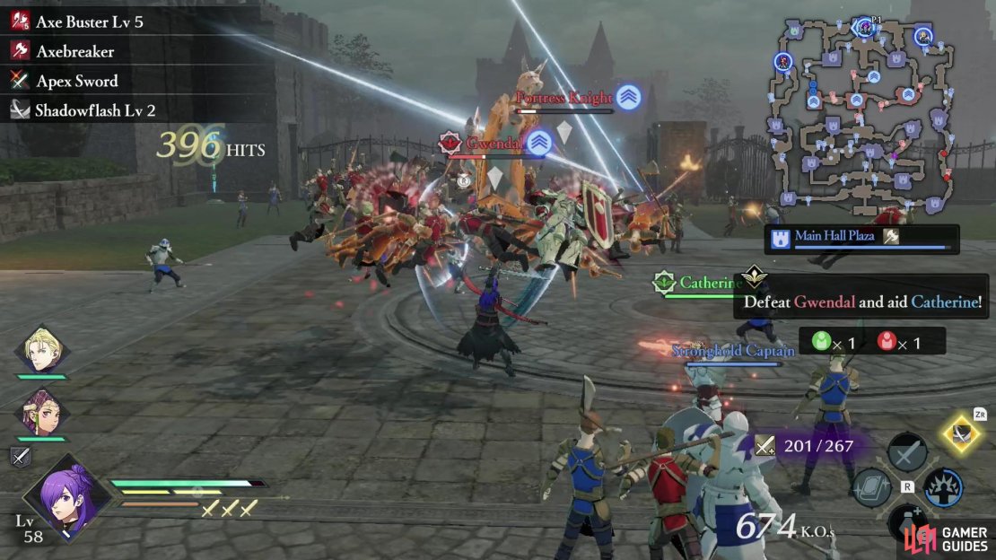 Your primary objective for most of the battle is to reach Catherine. Defeat Gwendal and she&rsquo;ll join you.