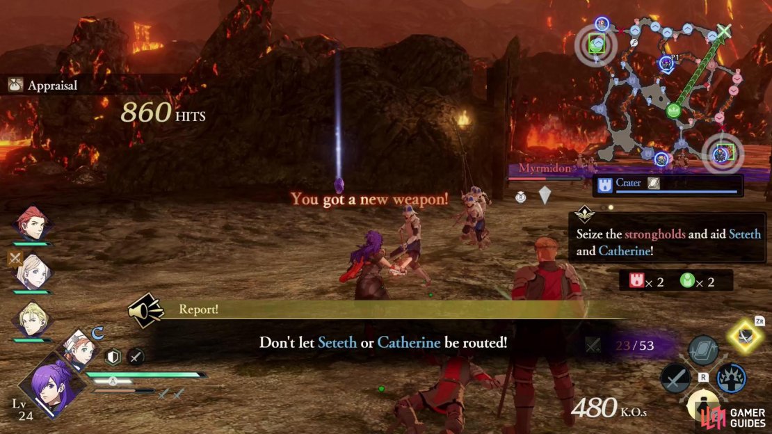 Midway through the Main Quest battle in Chapter 4, Rhea will ask you to rescue Seteth and Catherine.