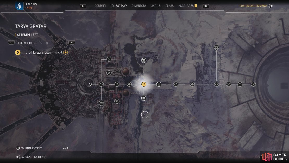 You can see all of the rooms in the Trial of Tarya Gratar by opening up your map. 