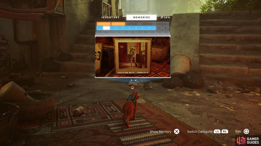 Press Up on the D-Pad to find the memories you&rsquo;ve collected. 