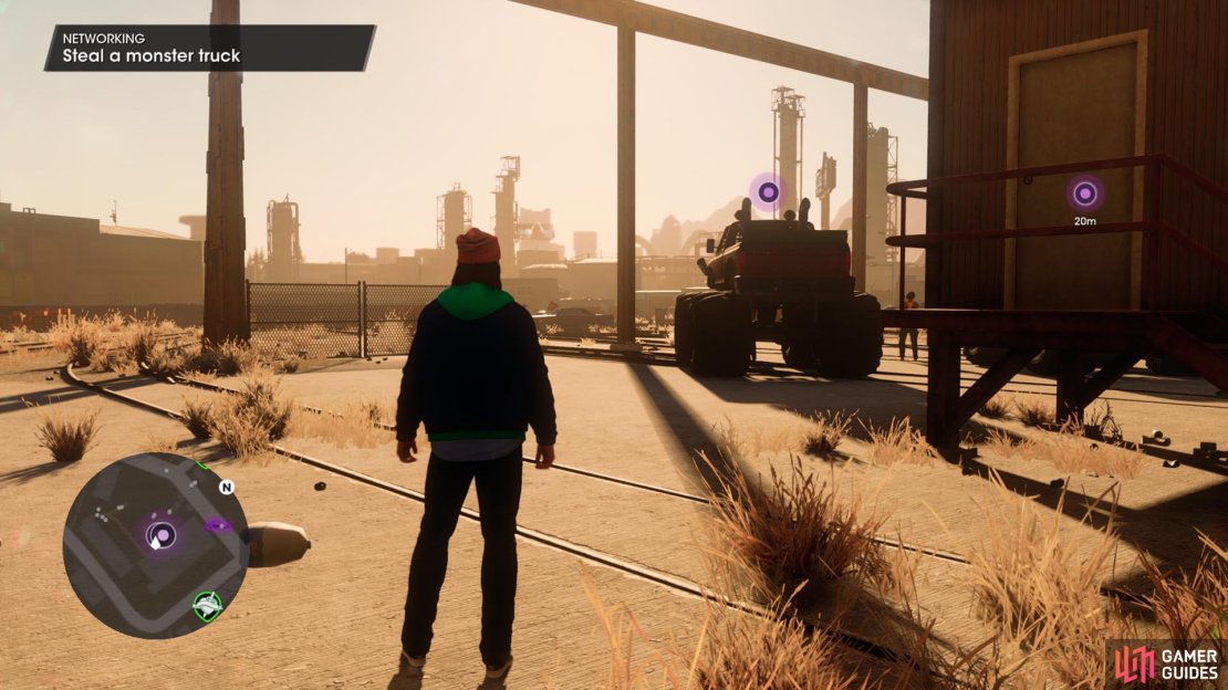 There are two monster trucks to choose from and you can sneak up to either without being spotted.