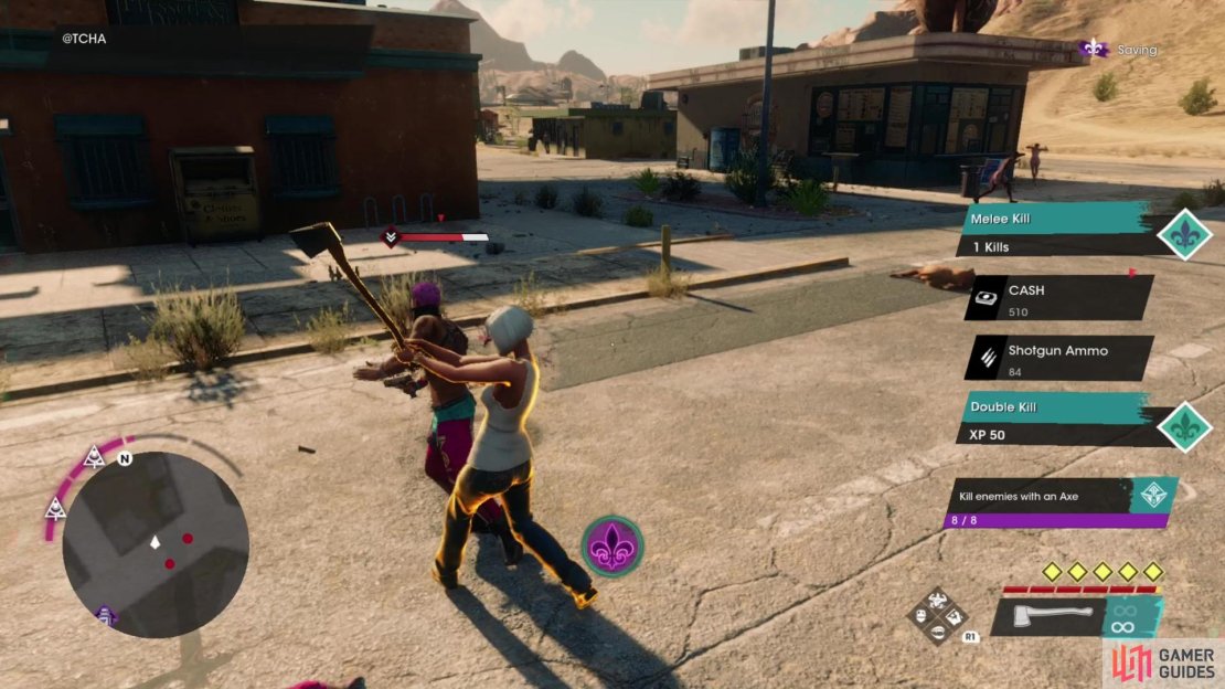 Once unlocked, it should be a trivial matter to kill 8 enemies with the axe,