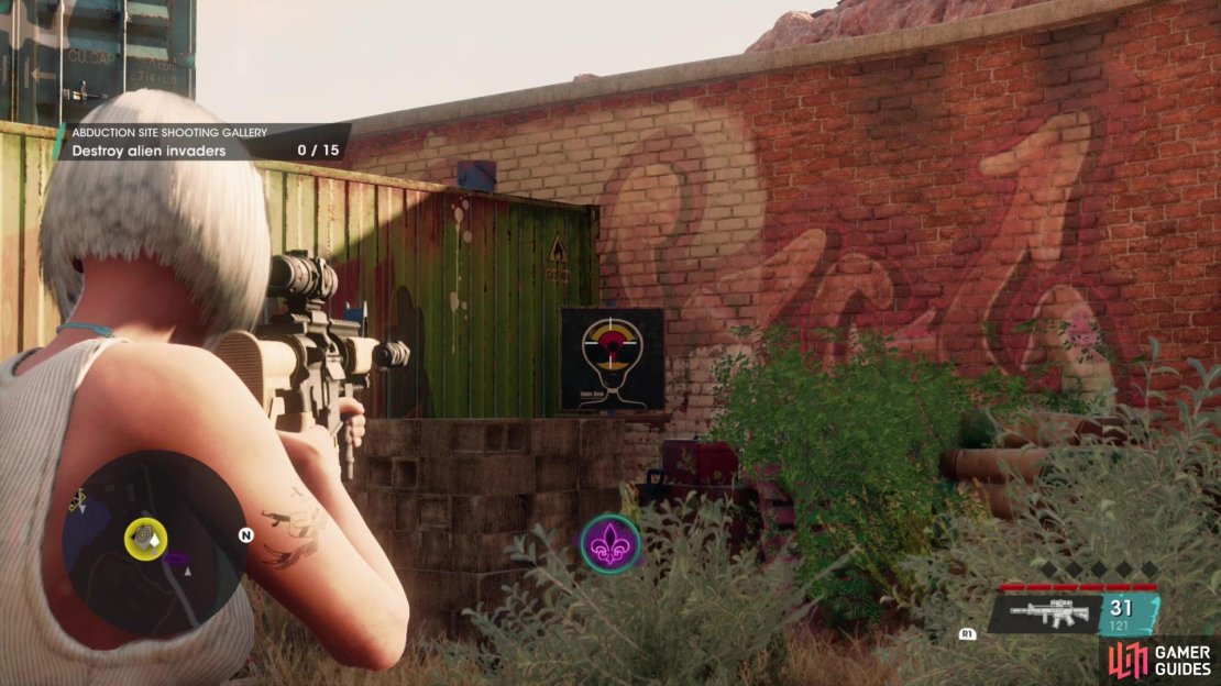The first target in the abduction site Shooting Gallery.