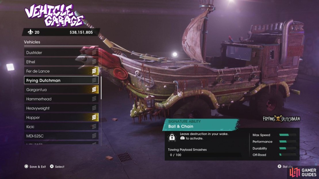 Find all five parts of the Frying Dutchman and it&rsquo;ll appear in your garage.