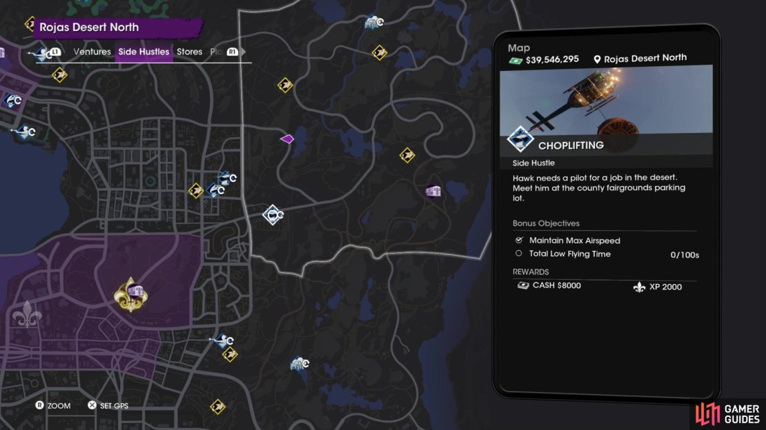 Complete all the tier-two jobs to unlock the Choplifting Side Hustle in Rojas Desert North.