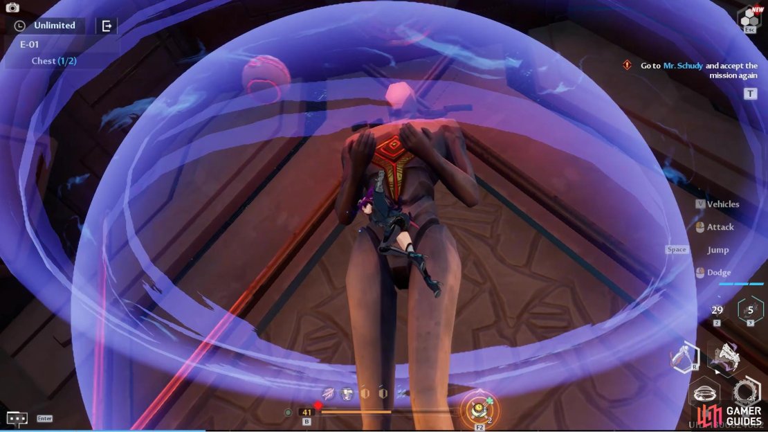Use the Strange Cube to knock the sphere from the statue&rsquo;s hands.