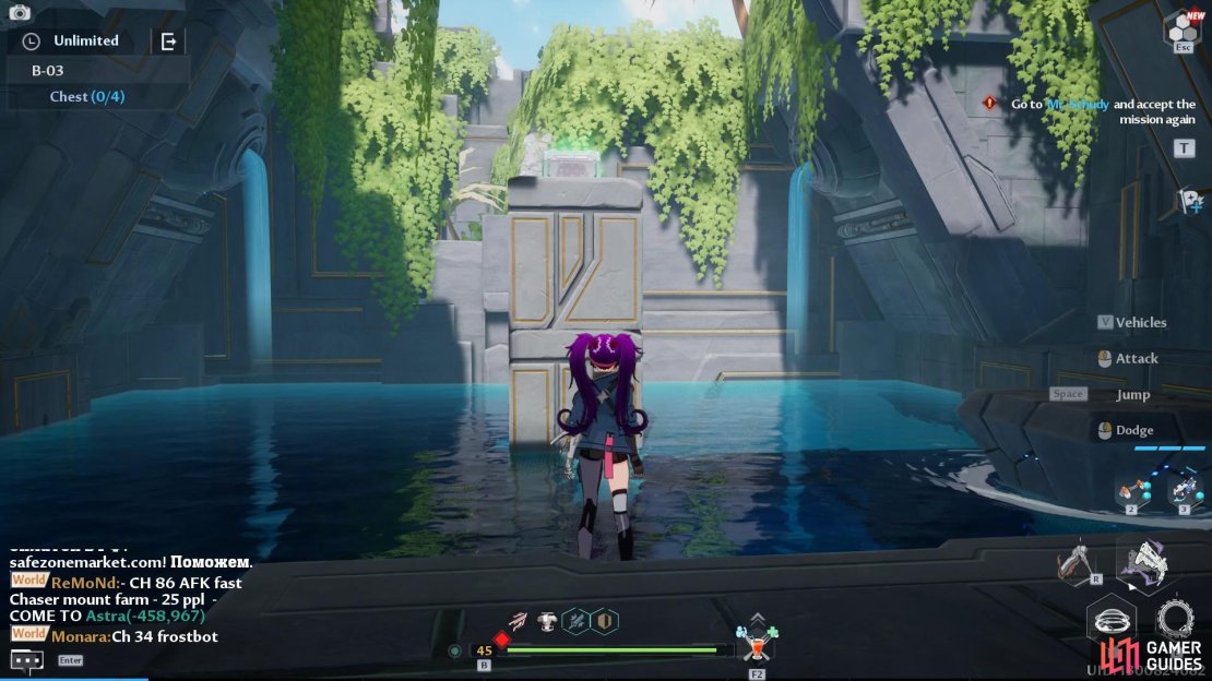 Climb the stone pillar in the middle to get the first chest on all difficulties.