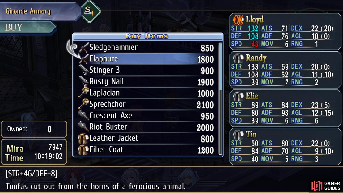 Purchase the new set of weapons from Gironde