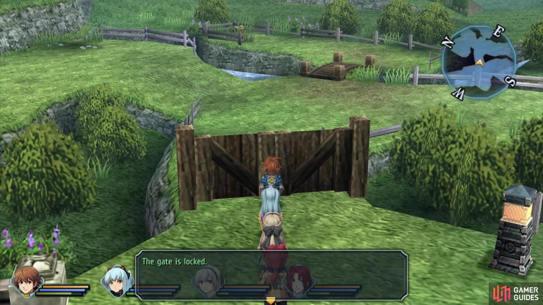 A locked gate will keep you from exploring a side area.