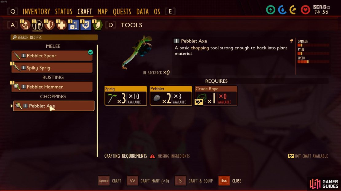You&rsquo;ll unlock the pebble axe after analyzing a Pebblet at the Resource Analyzer.