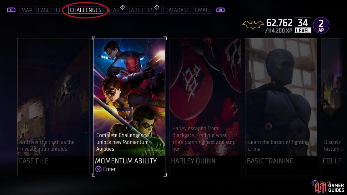 Open the menu, go to Challenges, and find &ldquo;Momentum Ability&rdquo; to find out what challenges you have left to do.